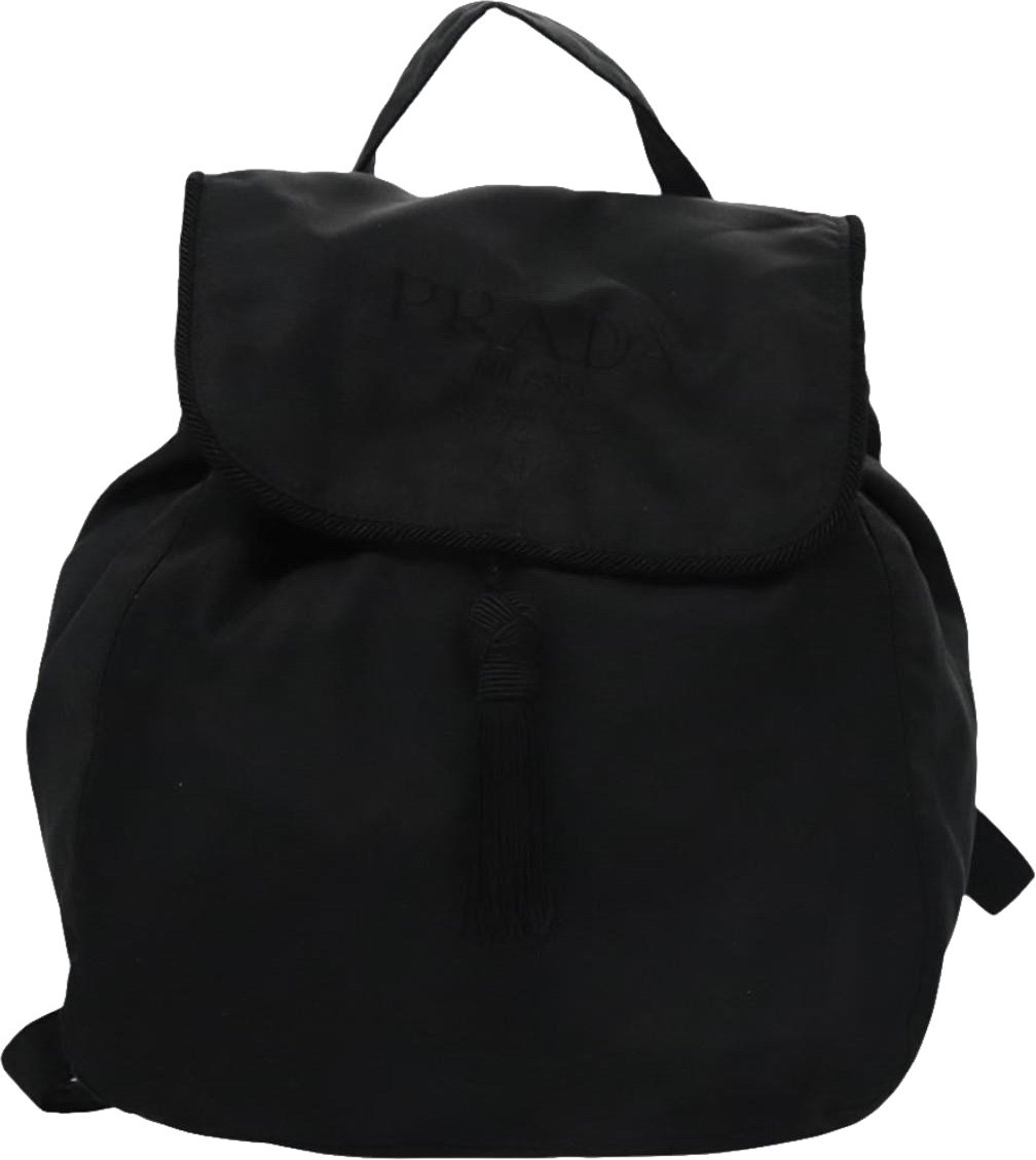 Prada Prada Flap Drawstring Backpack Tessuto Small Zwart
