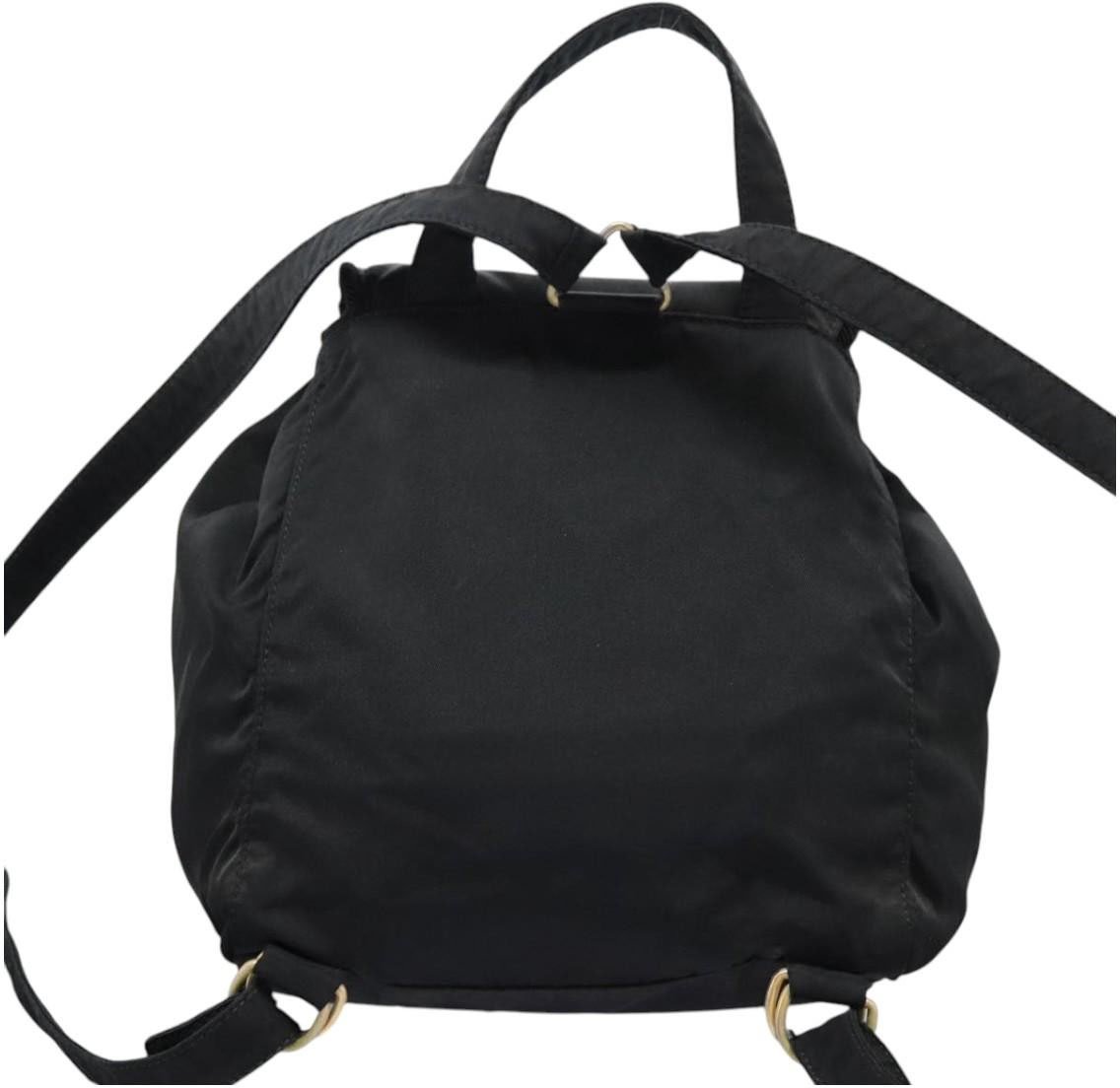 Prada Prada Flap Drawstring Backpack Tessuto Small Zwart