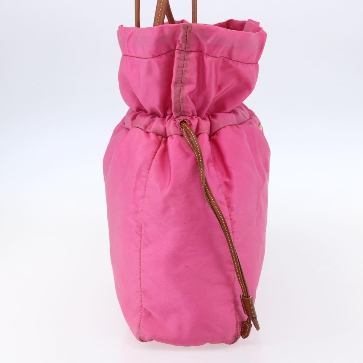 Prada Prada Logo Drawstring Tote Tessuto Medium Roze