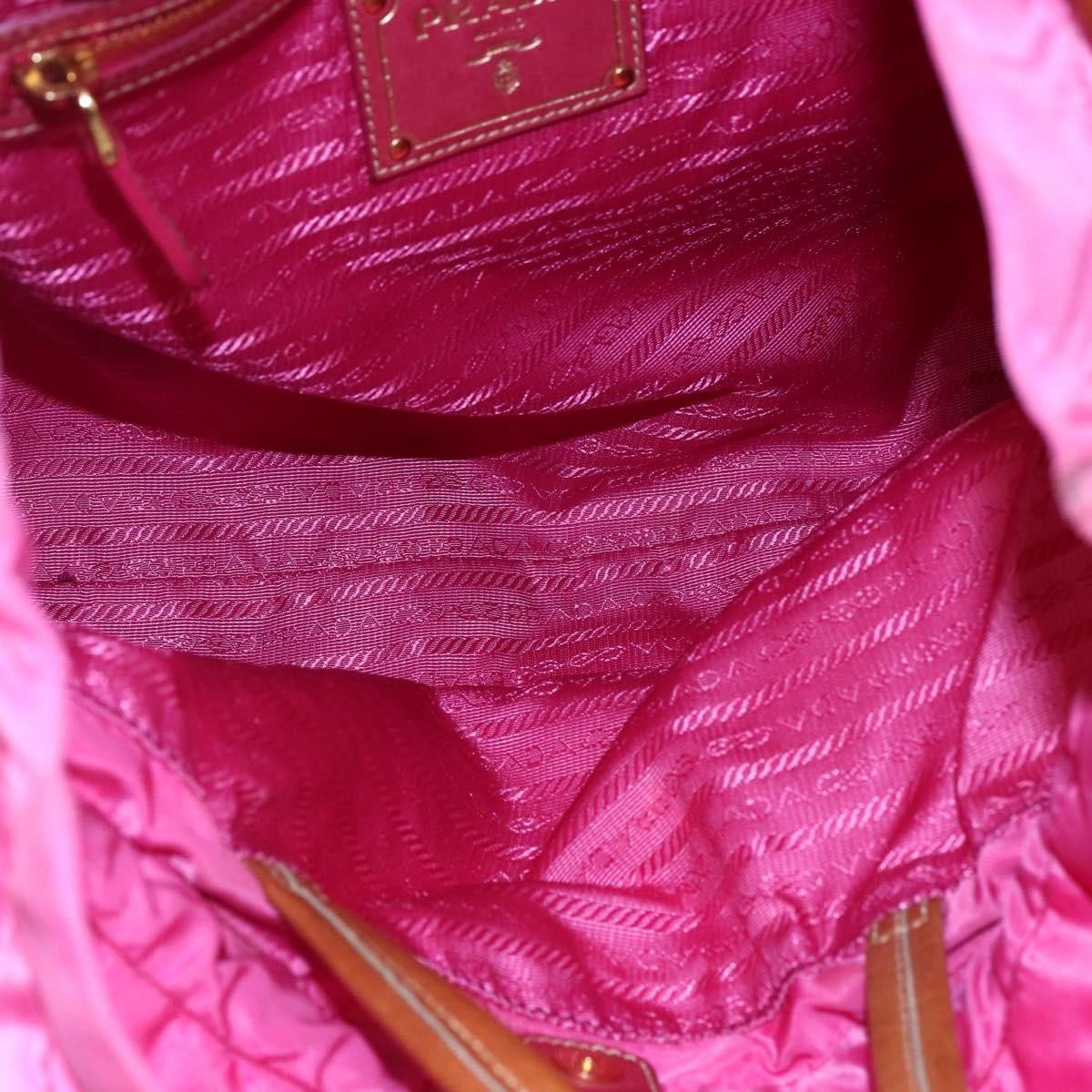 Prada Prada Logo Drawstring Tote Tessuto Medium Roze