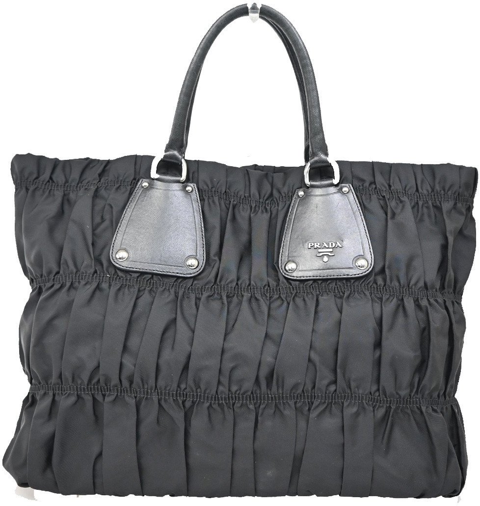 Prada Prada Gaufre Shopping Tote Tessuto Large Zwart