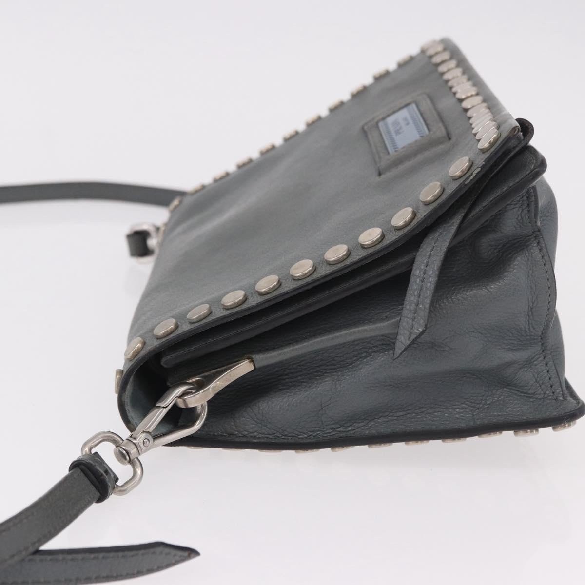 Prada Etiquette Flap Studded Glace Calfskin Small Grijs