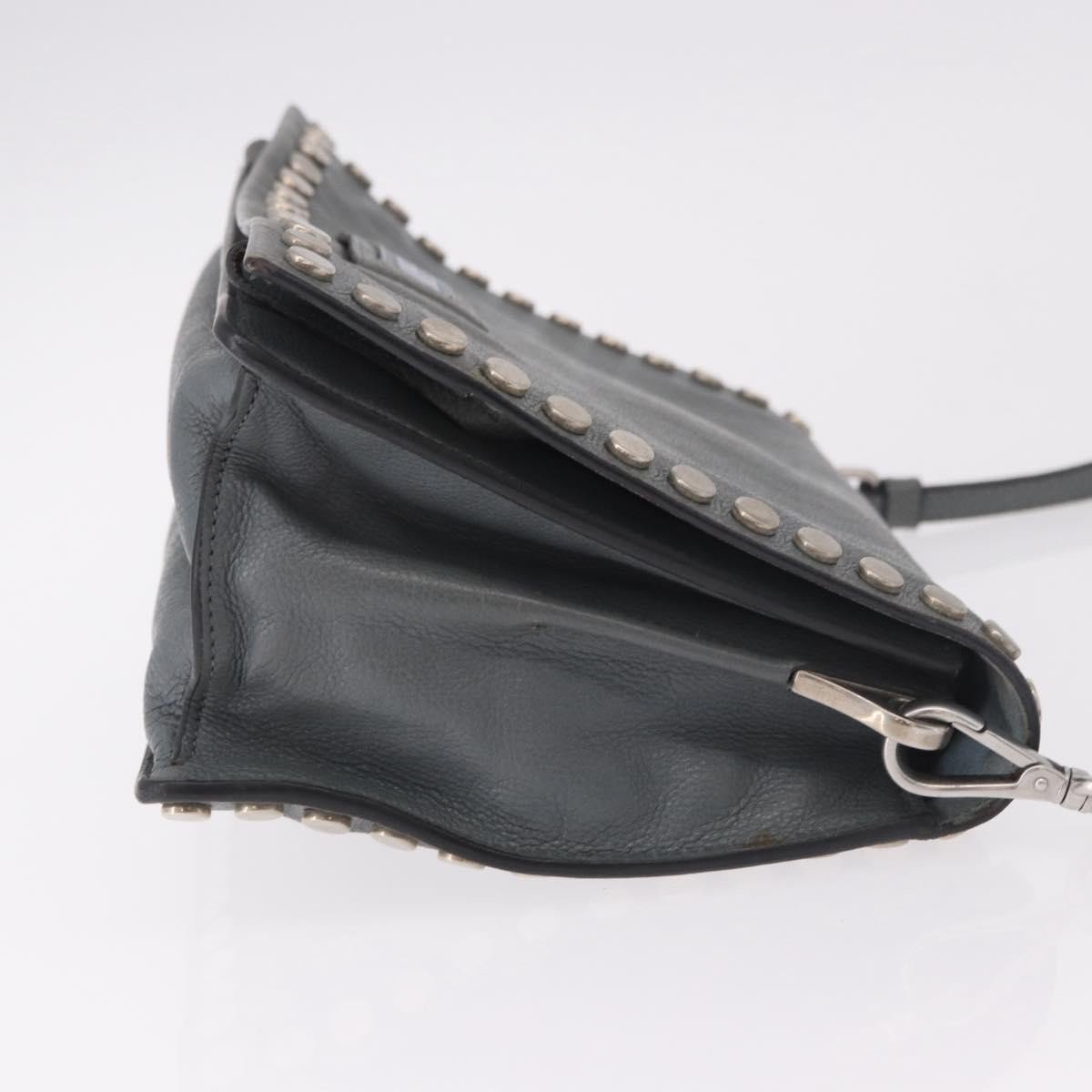 Prada Etiquette Flap Studded Glace Calfskin Small Grijs