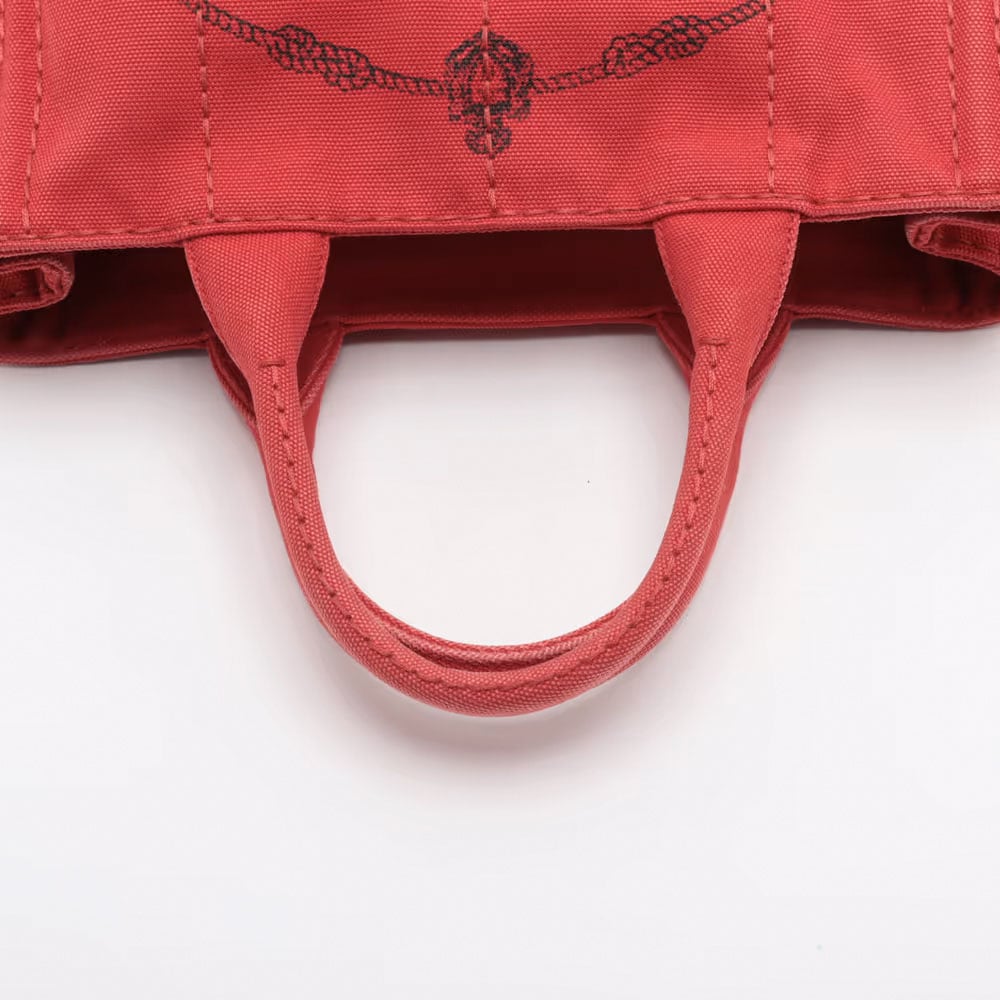 Prada Prada Canapa Convertible Tote Printed Canvas Medium Rood