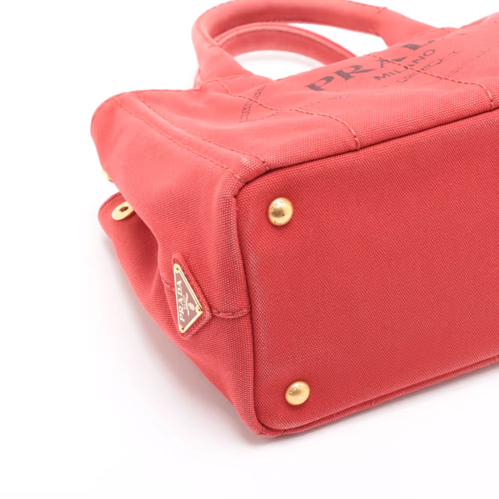 Prada Prada Canapa Convertible Tote Printed Canvas Medium Rood