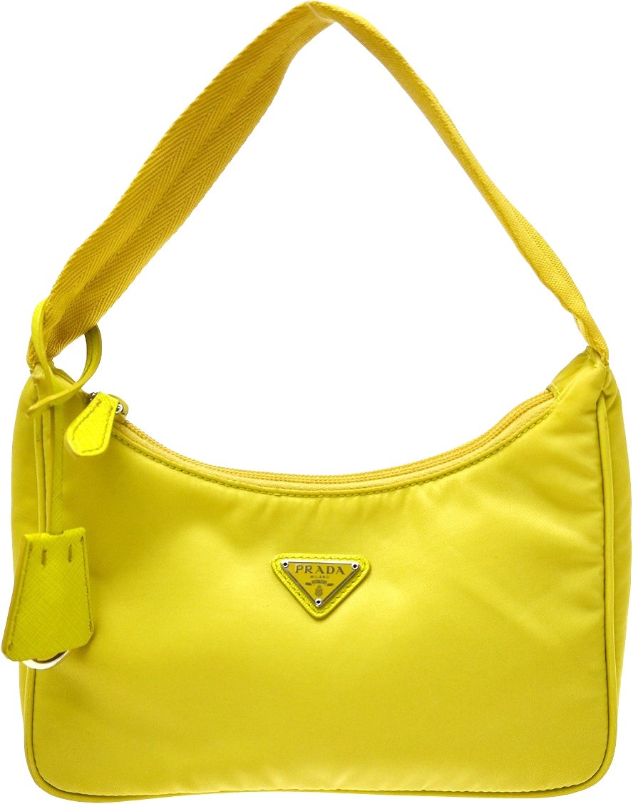 Prada Re-Edition 2000 Hobo Tessuto Mini Geel