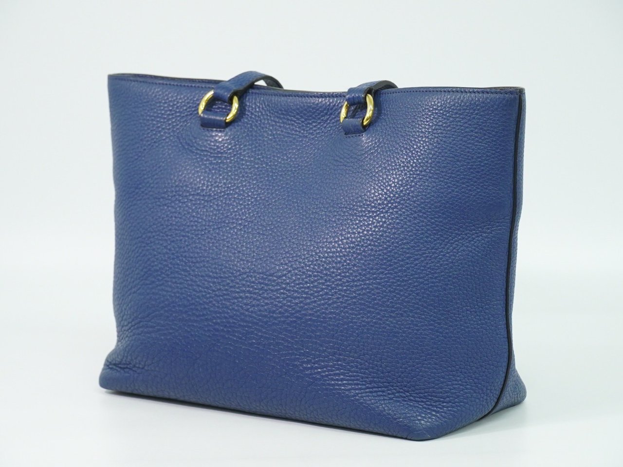 Prada Prada Embossed Logo Open Tote Leather Blauw