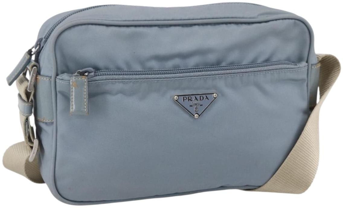 Prada Prada Front Pocket Camera Bag Tessuto Small Blauw