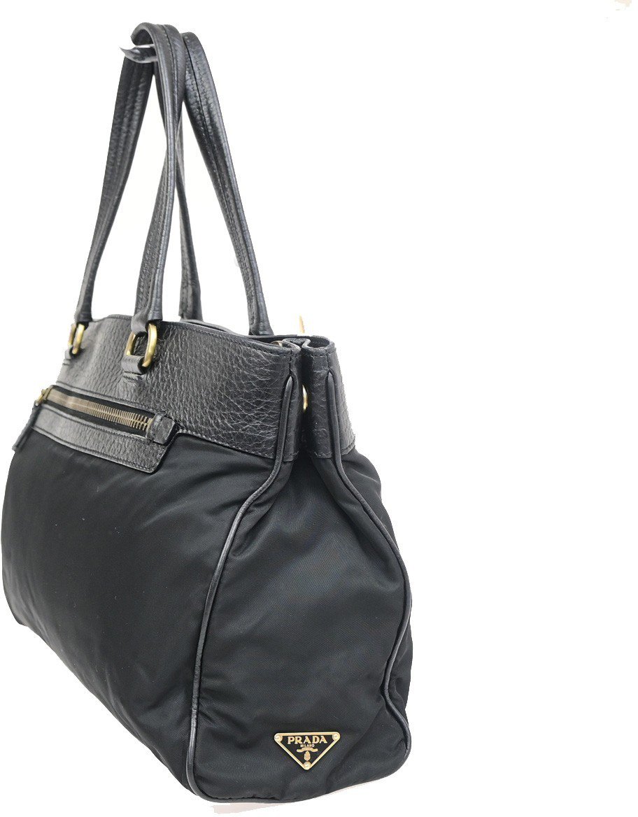 Prada Tessuto Tote nylon and leather Zwart