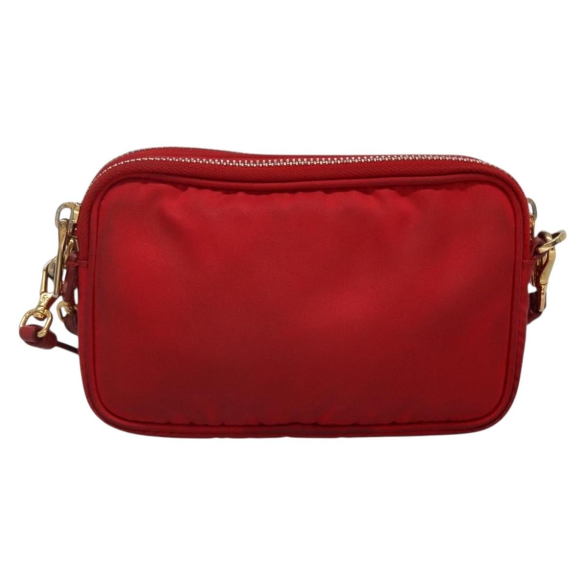 Prada Prada Double Zip Shoulder Bag Nylon Rood