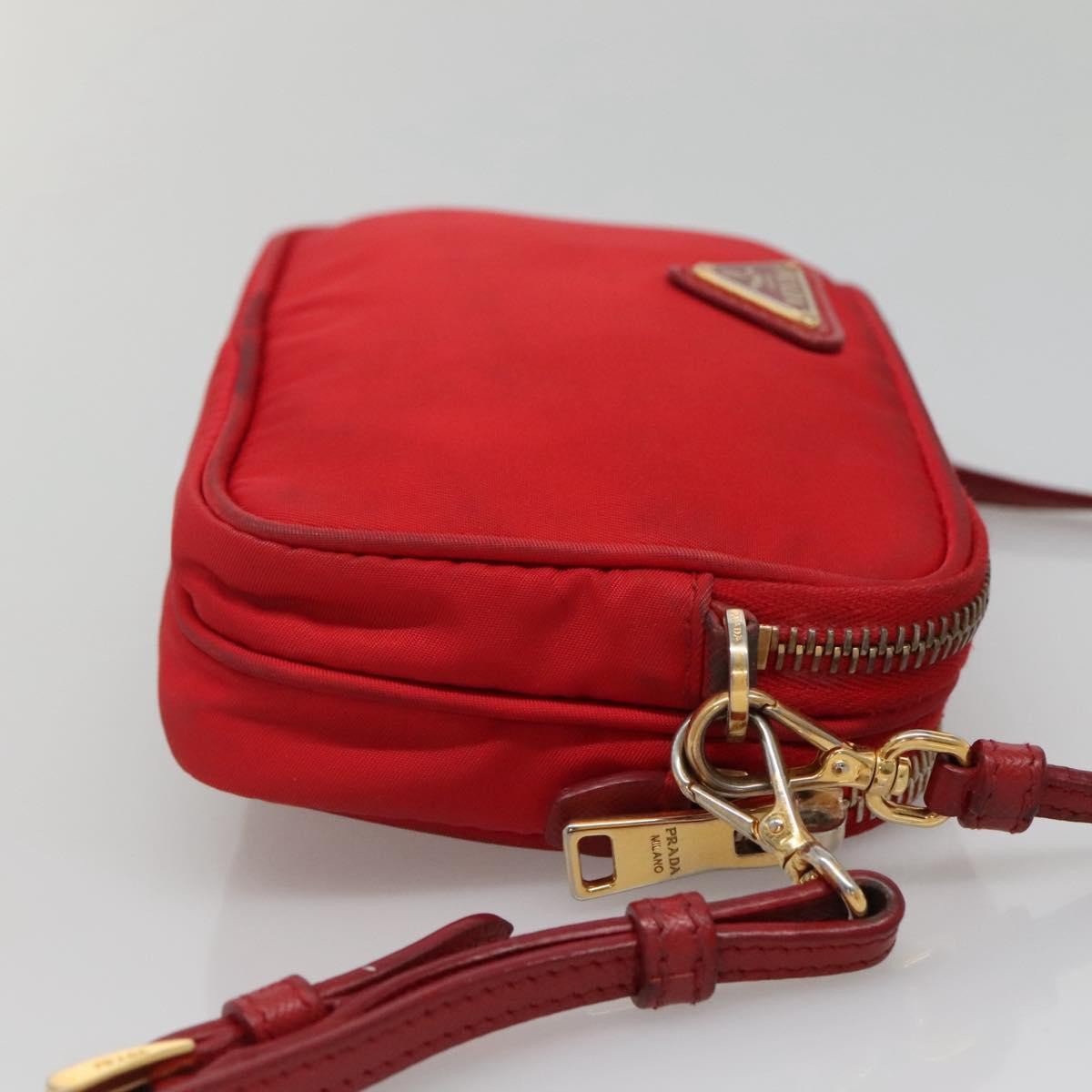 Prada Prada Double Zip Shoulder Bag Nylon Rood