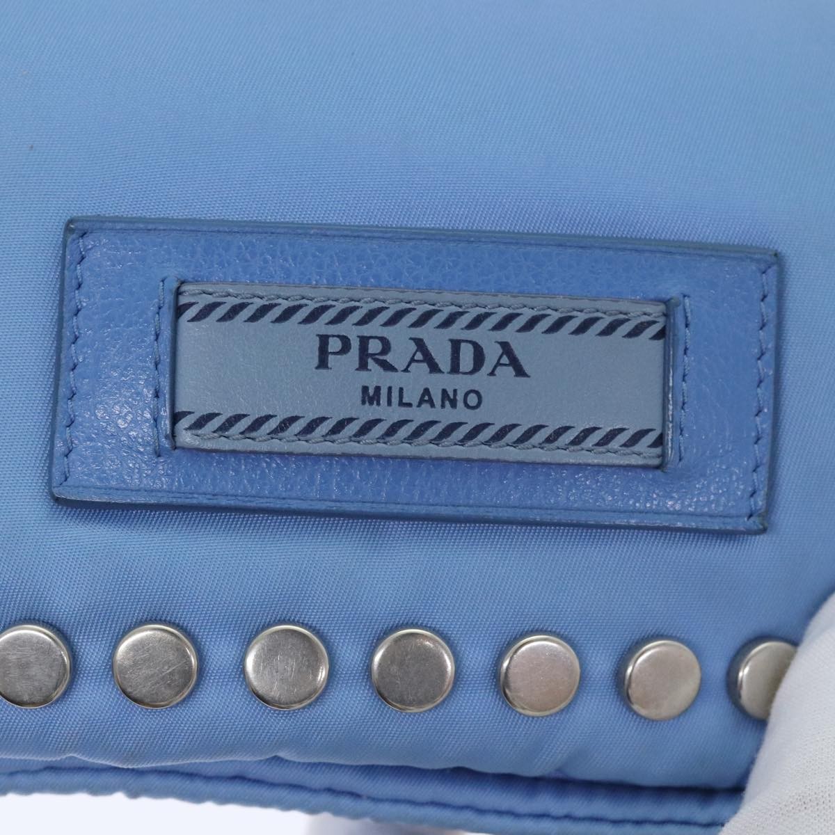 Prada Prada Etiquette Flap Bag Studded Tessuto Mini Blauw