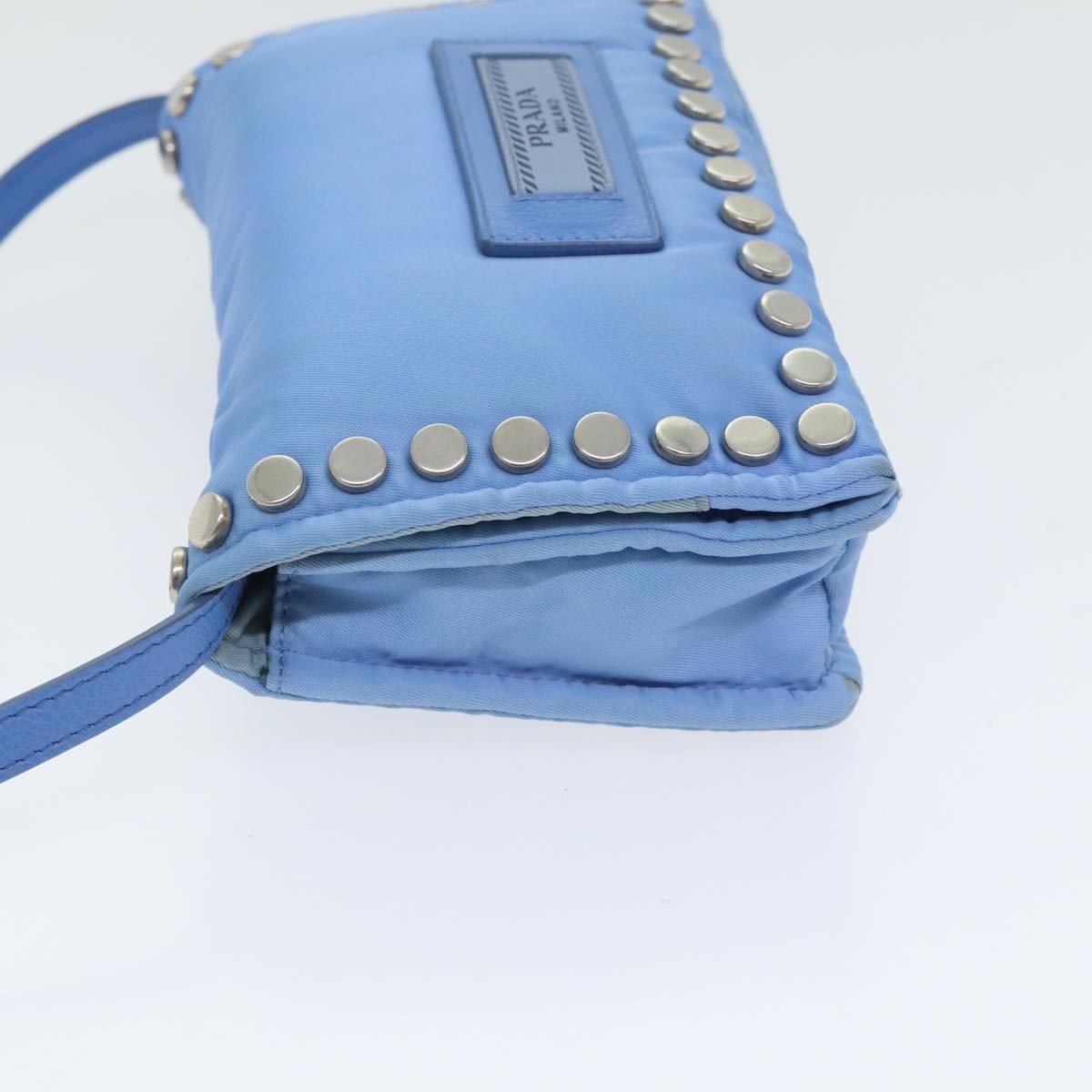 Prada Prada Etiquette Flap Bag Studded Tessuto Mini Blauw