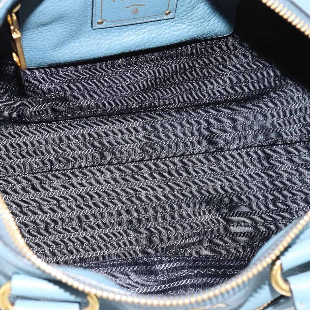 Prada Front Zip Convertible Satchel Vitello Phenix Medium Blauw