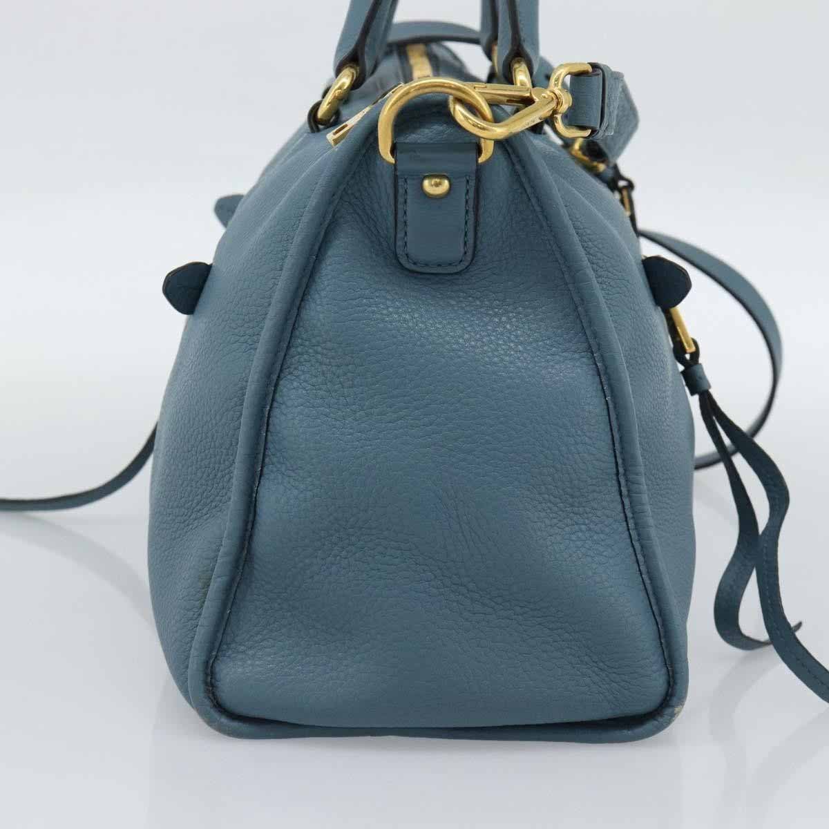 Prada Front Zip Convertible Satchel Vitello Phenix Medium Blauw