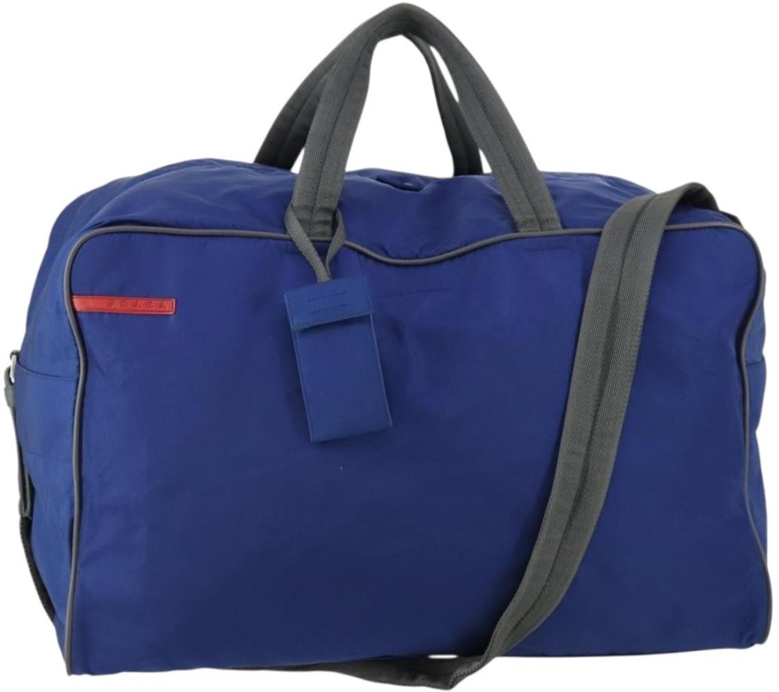 Prada Prada Convertible Weekender Bag Tessuto Large Blauw