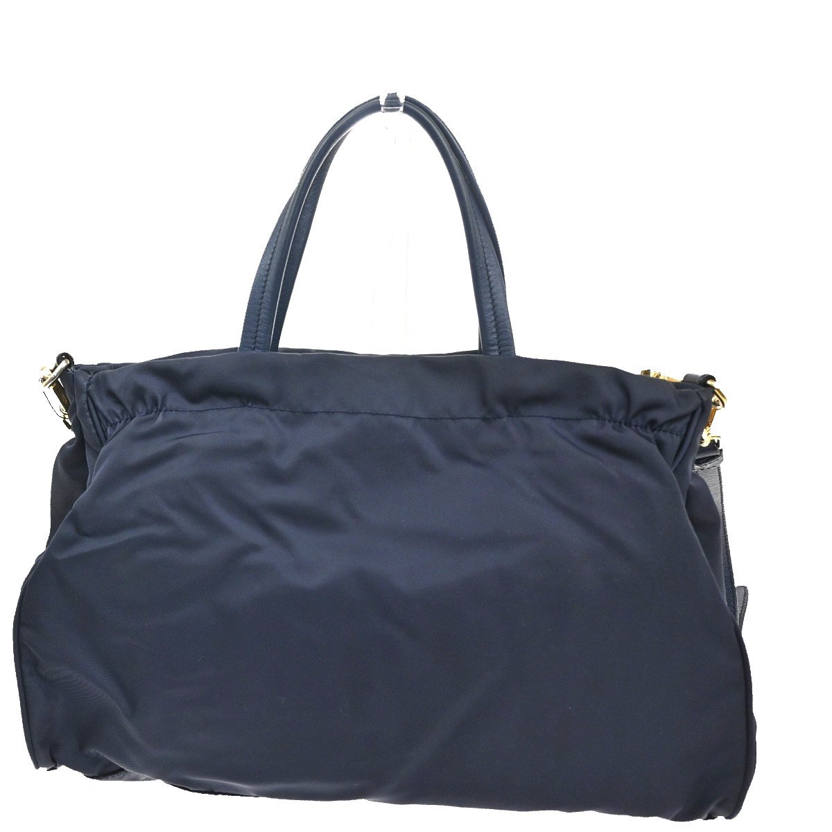 Prada Prada Zip Convertible Shopping Tote Tessuto with Saffiano Leather Medium Navy