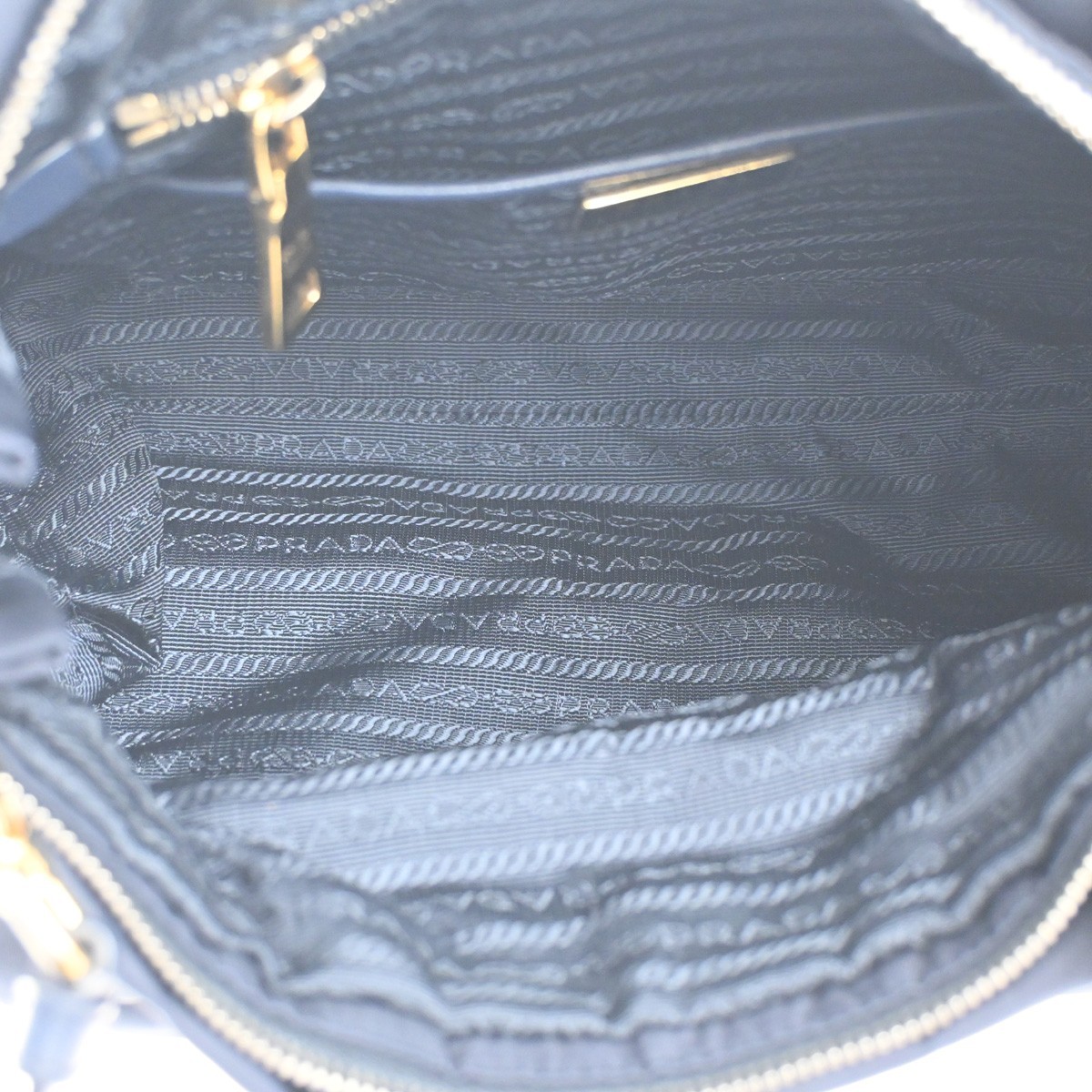 Prada Prada Zip Convertible Shopping Tote Tessuto with Saffiano Leather Medium Navy