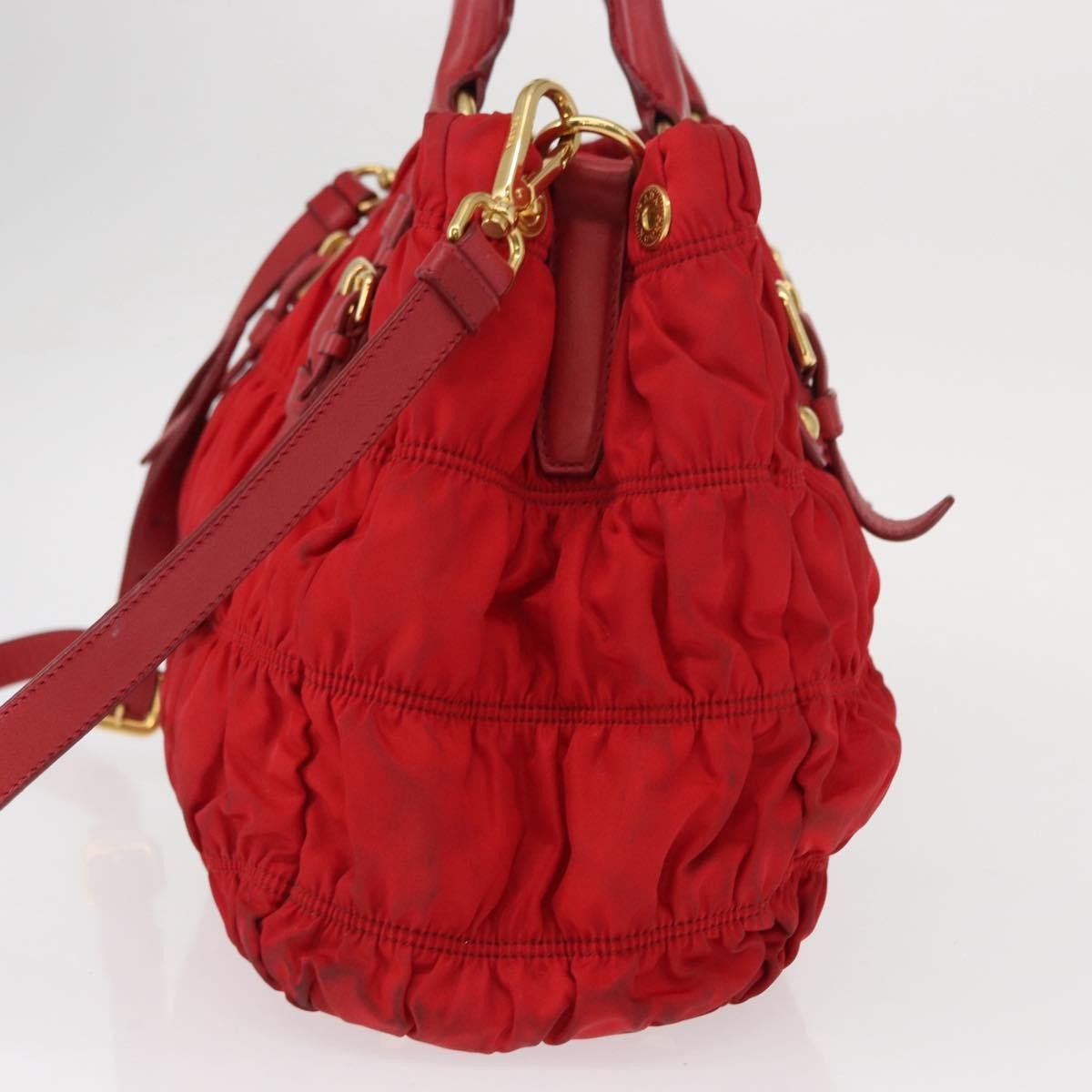 Prada Prada Gaufre Convertible Tote Leather and Tessuto Large Rood