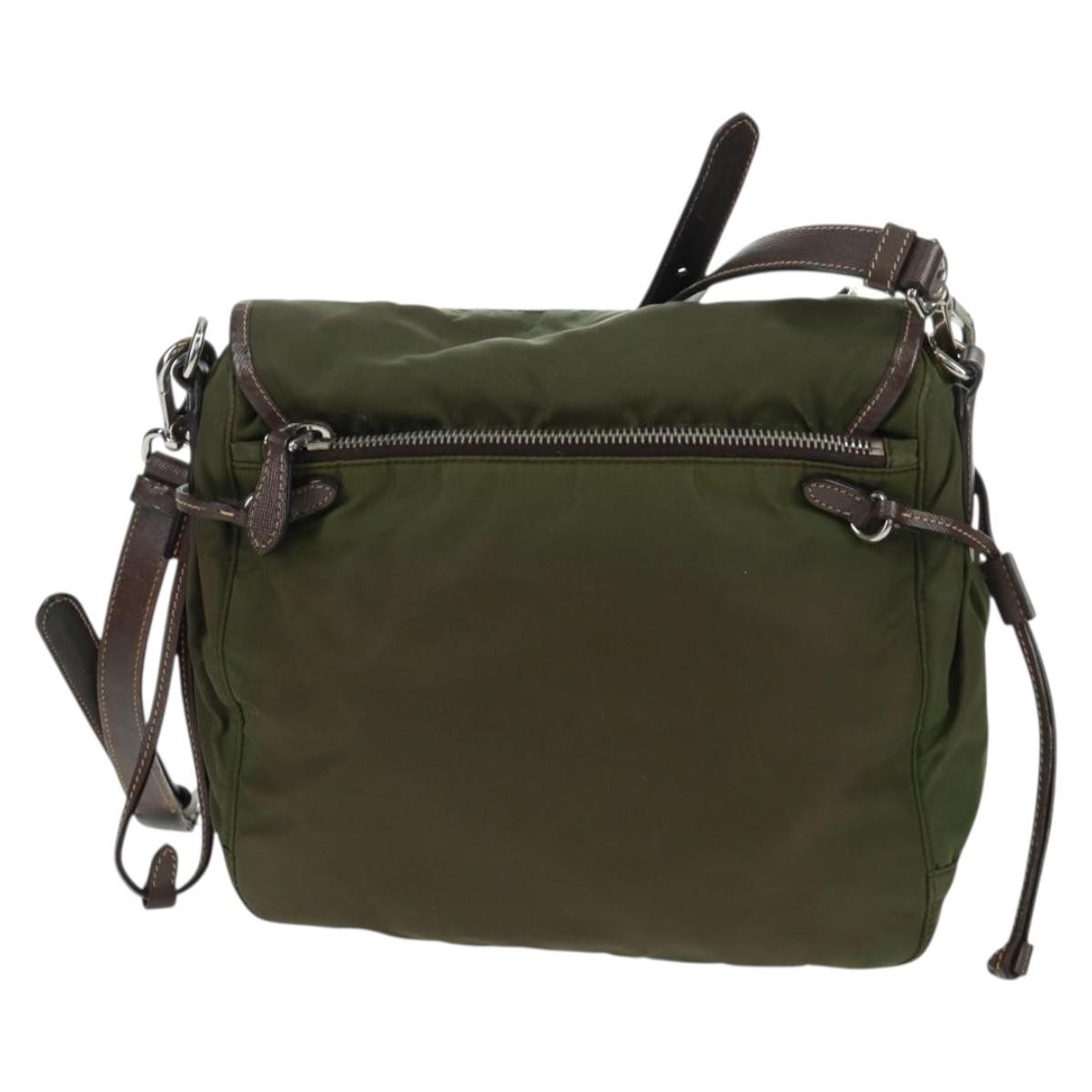 Prada Prada Zip Buckle Messenger Bag Tessuto Small Groen