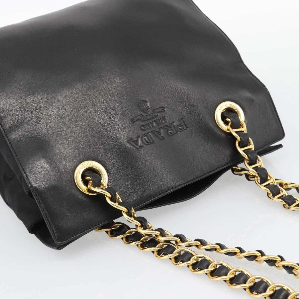 Prada Vintage Nappa Chain Tote Leather Zwart
