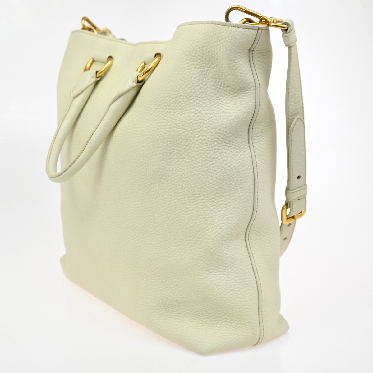 Prada Prada Side Zip Convertible Shopper Tote Vitello Daino Large Wit