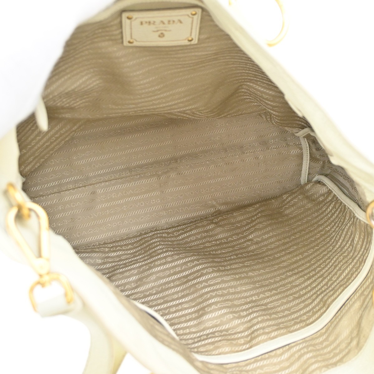 Prada Prada Side Zip Convertible Shopper Tote Vitello Daino Large Wit