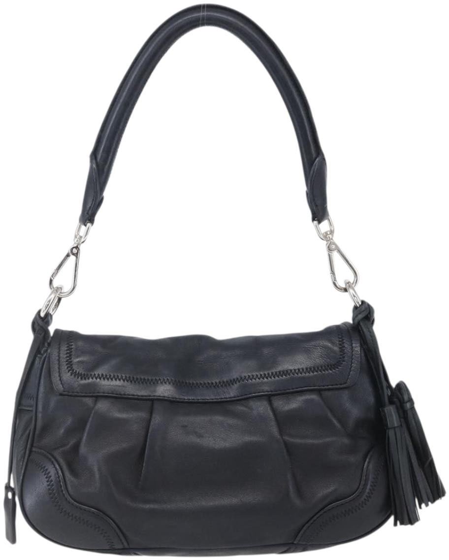 Prada Prada Pushlock Shoulder Bag Leather Medium Zwart