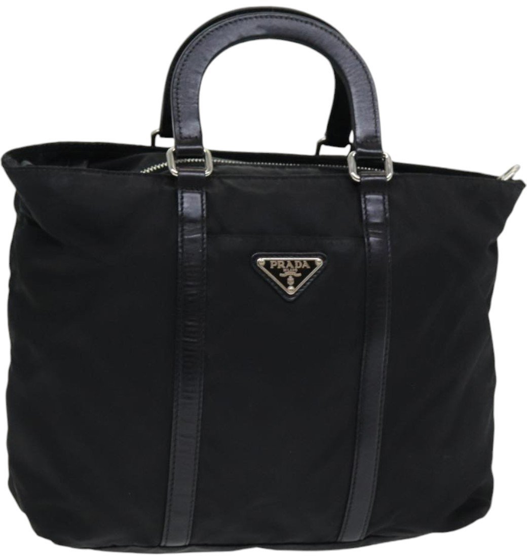 Prada Prada Convertible Zip Tote Tessuto with Leather Medium Zwart