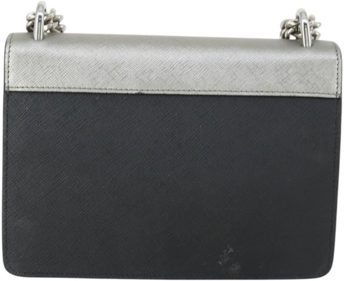Prada Prada Chain Flap Bag Saffiano Leather Small Zilver