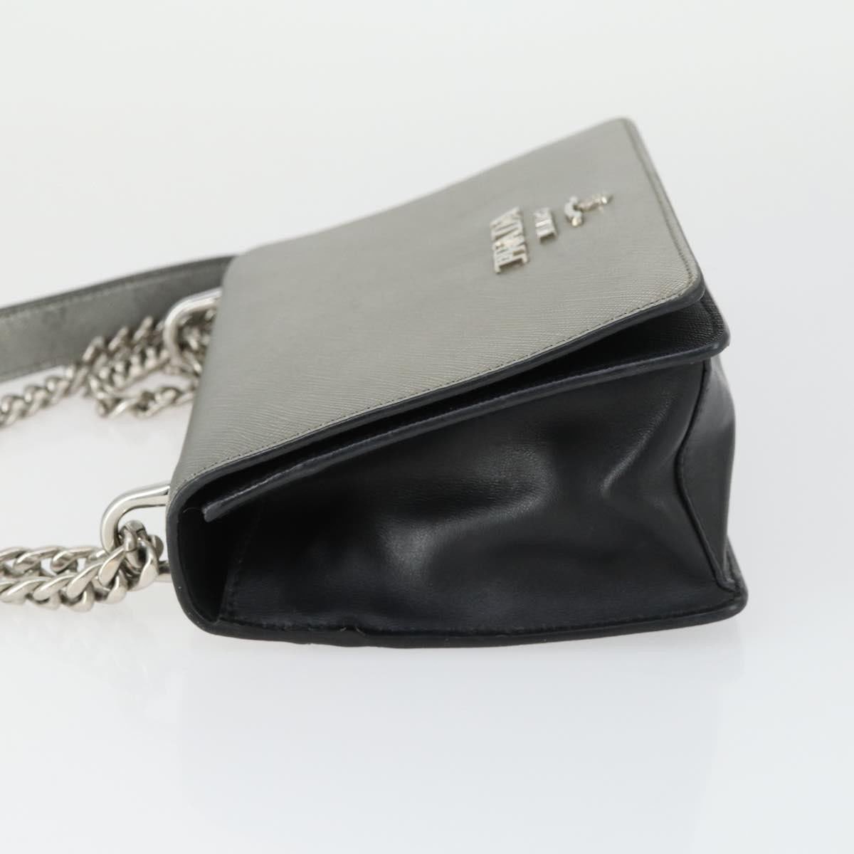 Prada Prada Chain Flap Bag Saffiano Leather Small Zilver