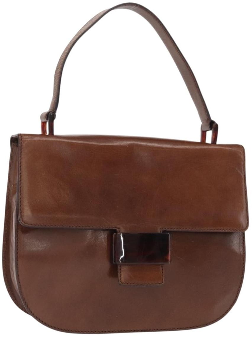 Prada Prada Madras Handbag Leather Bruin