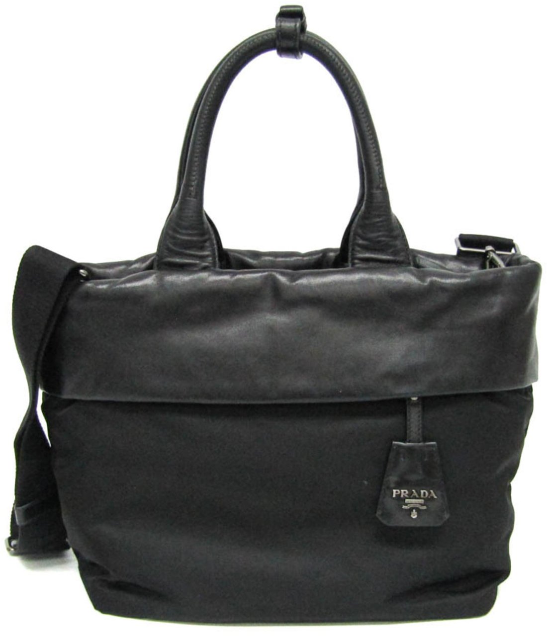 Prada Prada Convertible Double Tote Nappa Leather and Tessuto Zwart
