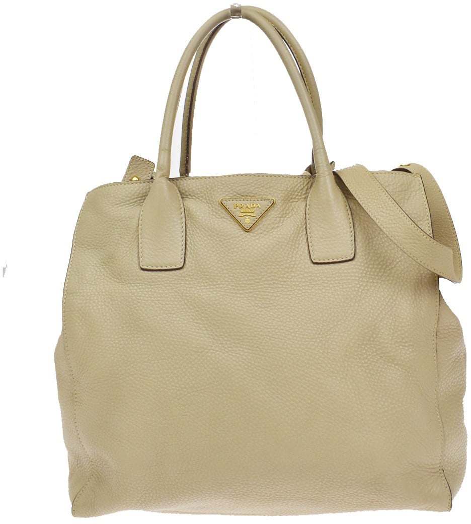 Prada Prada Twin Shopping Tote Vitello Daino Medium Beige