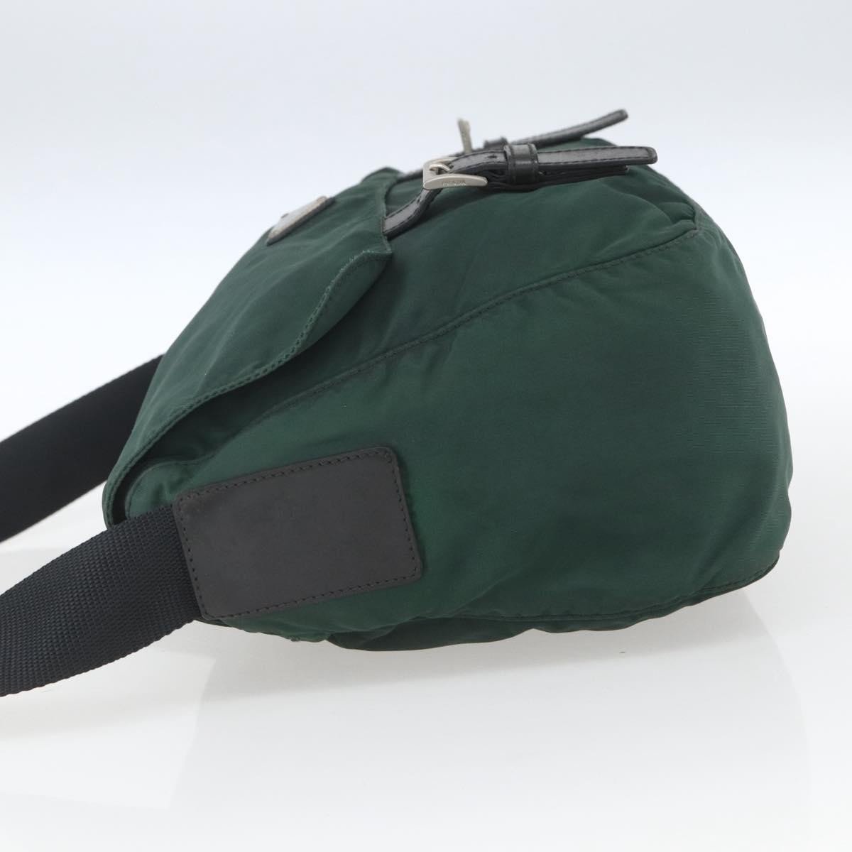 Prada Double Buckle Flap Messenger Bag Tessuto Large Groen