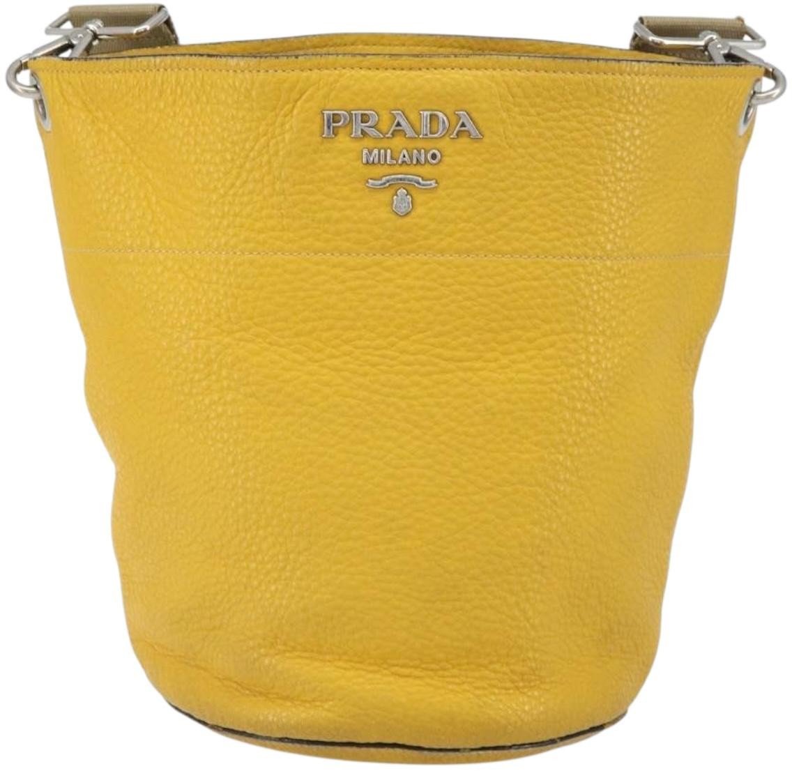 Prada Prada Bucket Messenger Bag Vitello Daino Small Geel