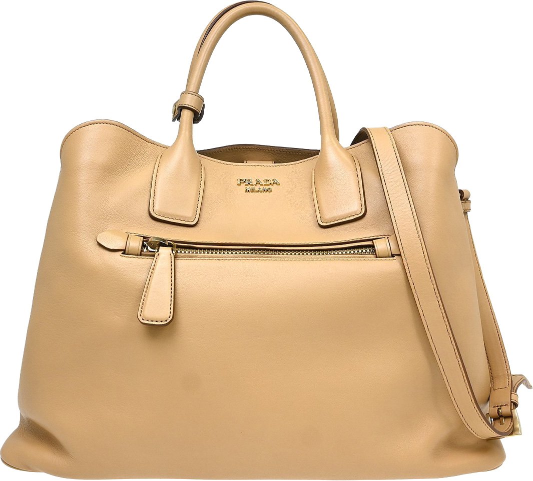 Prada Shopping Tote Cervo Leather Large Beige