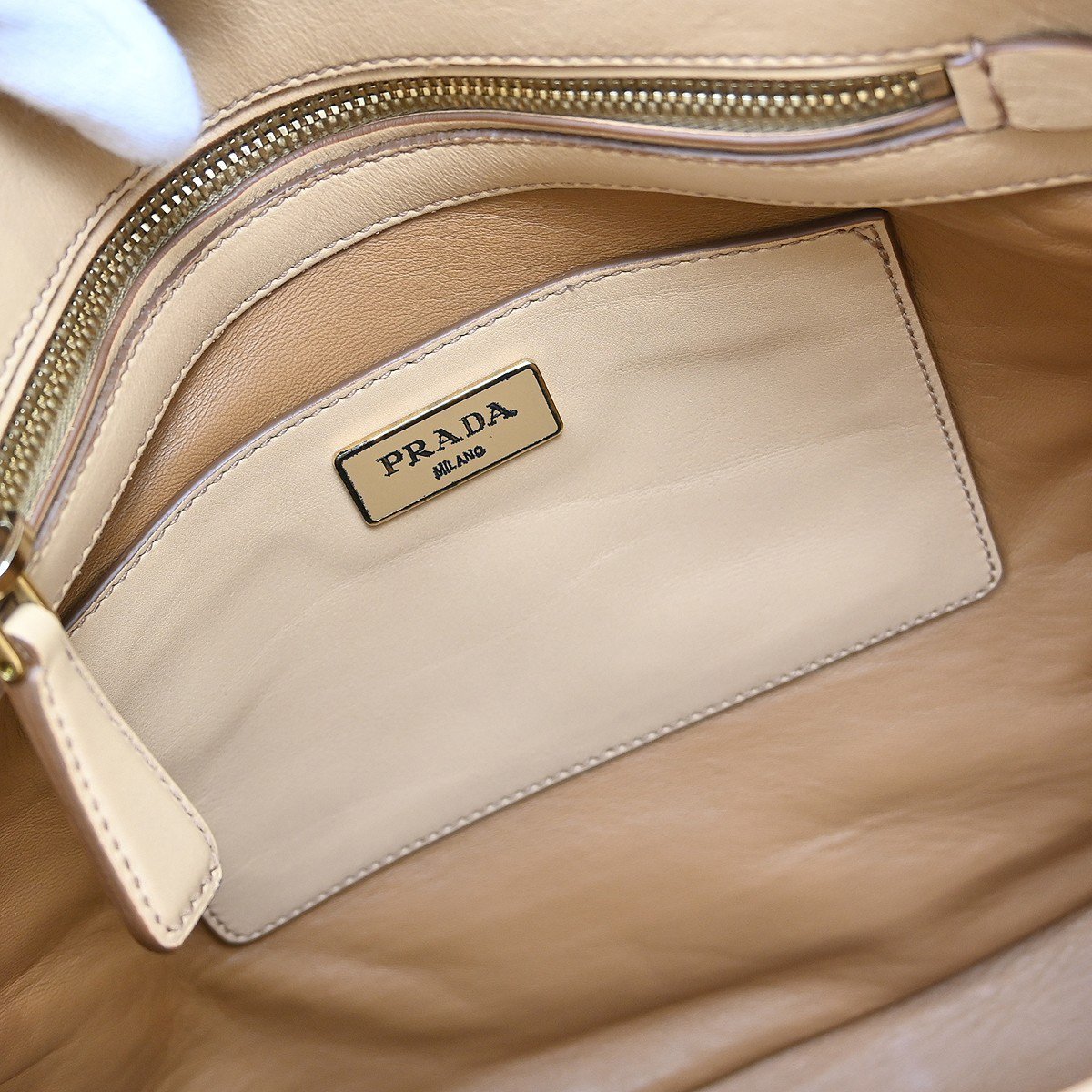Prada Shopping Tote Cervo Leather Large Beige