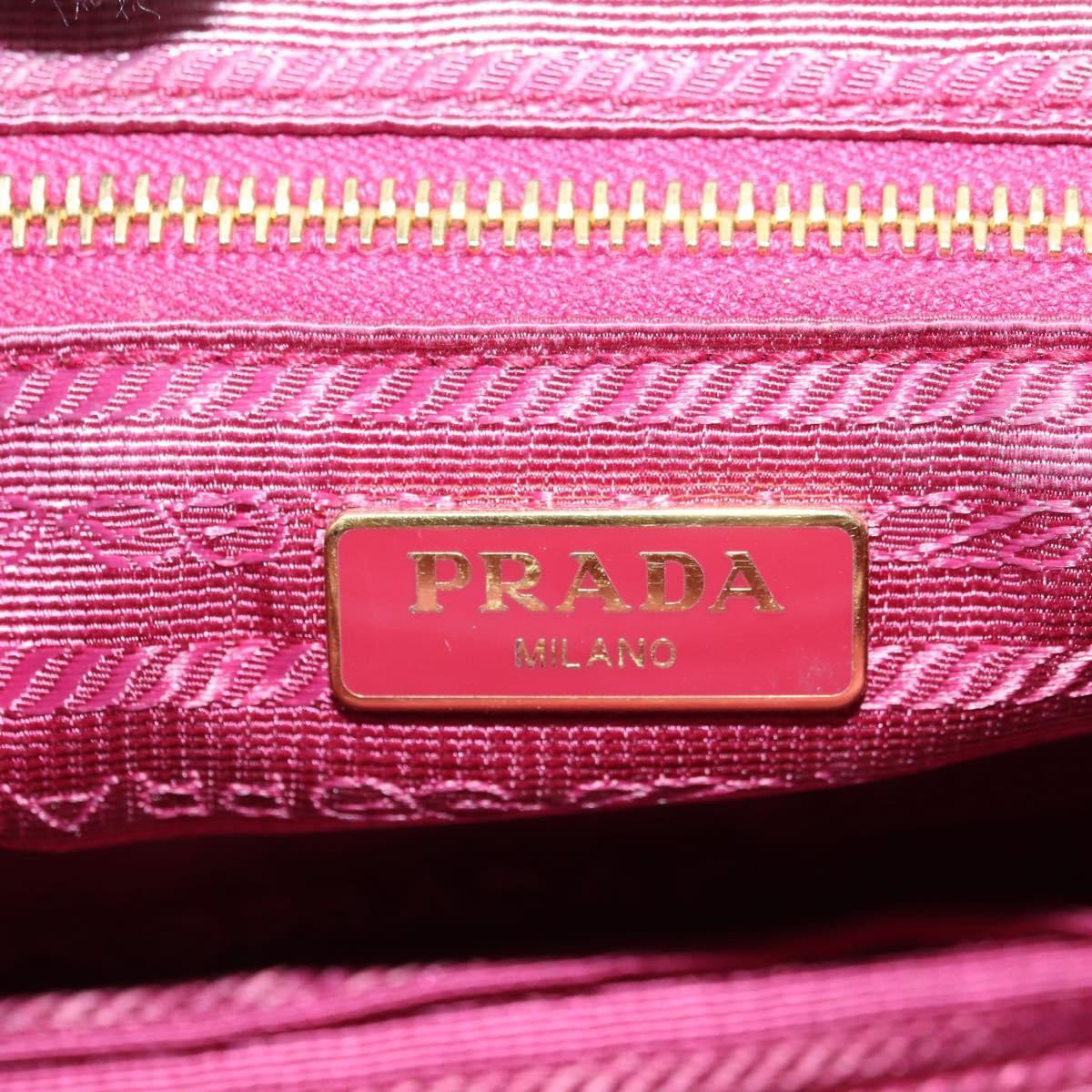 Prada Chain Crossbody Bag Tessuto and Saffiano Leather Small Roze