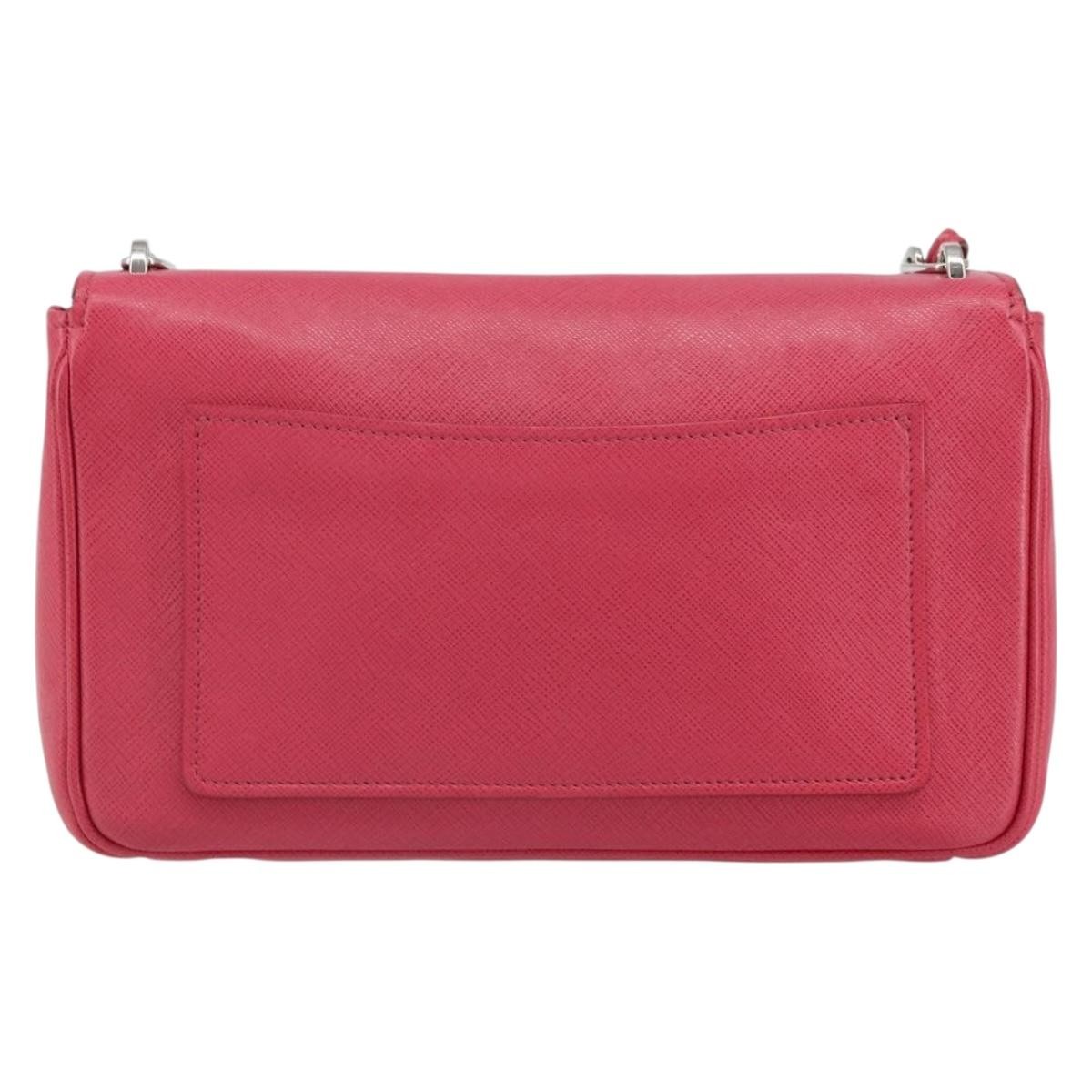 Prada Prada Sound Chain Shoulder Bag Saffiano Leather Small Roze