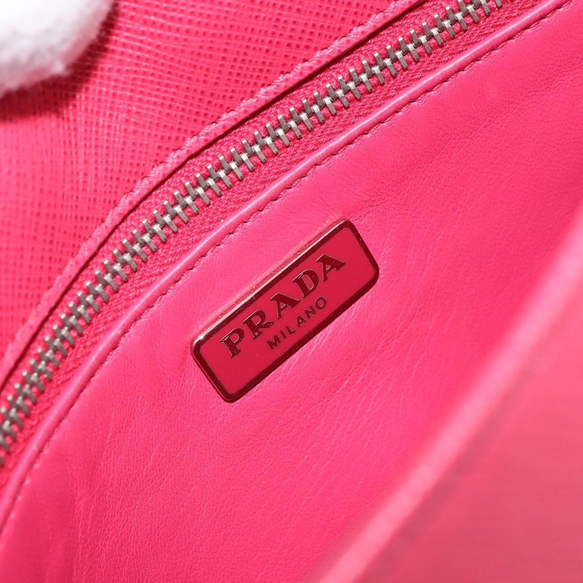 Prada Prada Sound Chain Shoulder Bag Saffiano Leather Small Roze