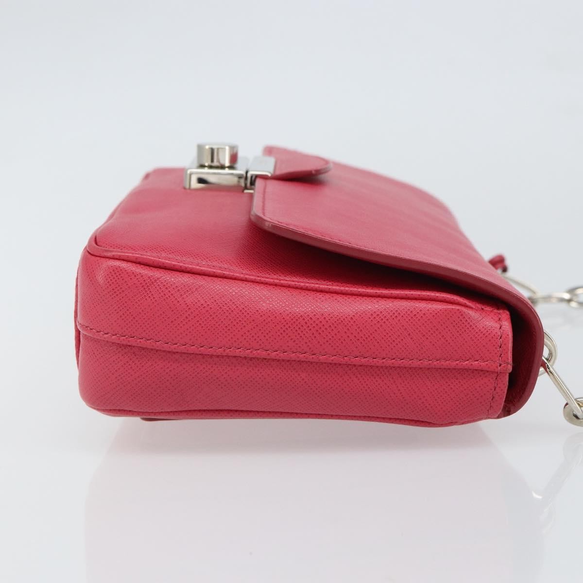 Prada Prada Sound Chain Shoulder Bag Saffiano Leather Small Roze
