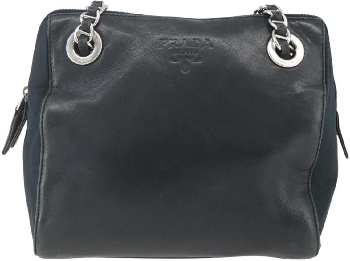 Prada Prada Vintage Chain Shoulder Bag Leather Navy