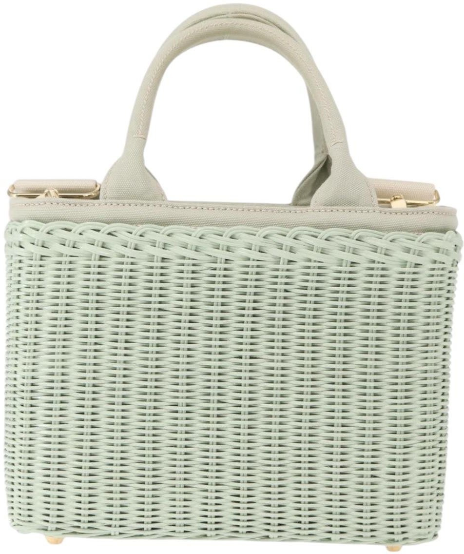 Prada Prada Comic Basket Bag Wicker with Applique Small Groen
