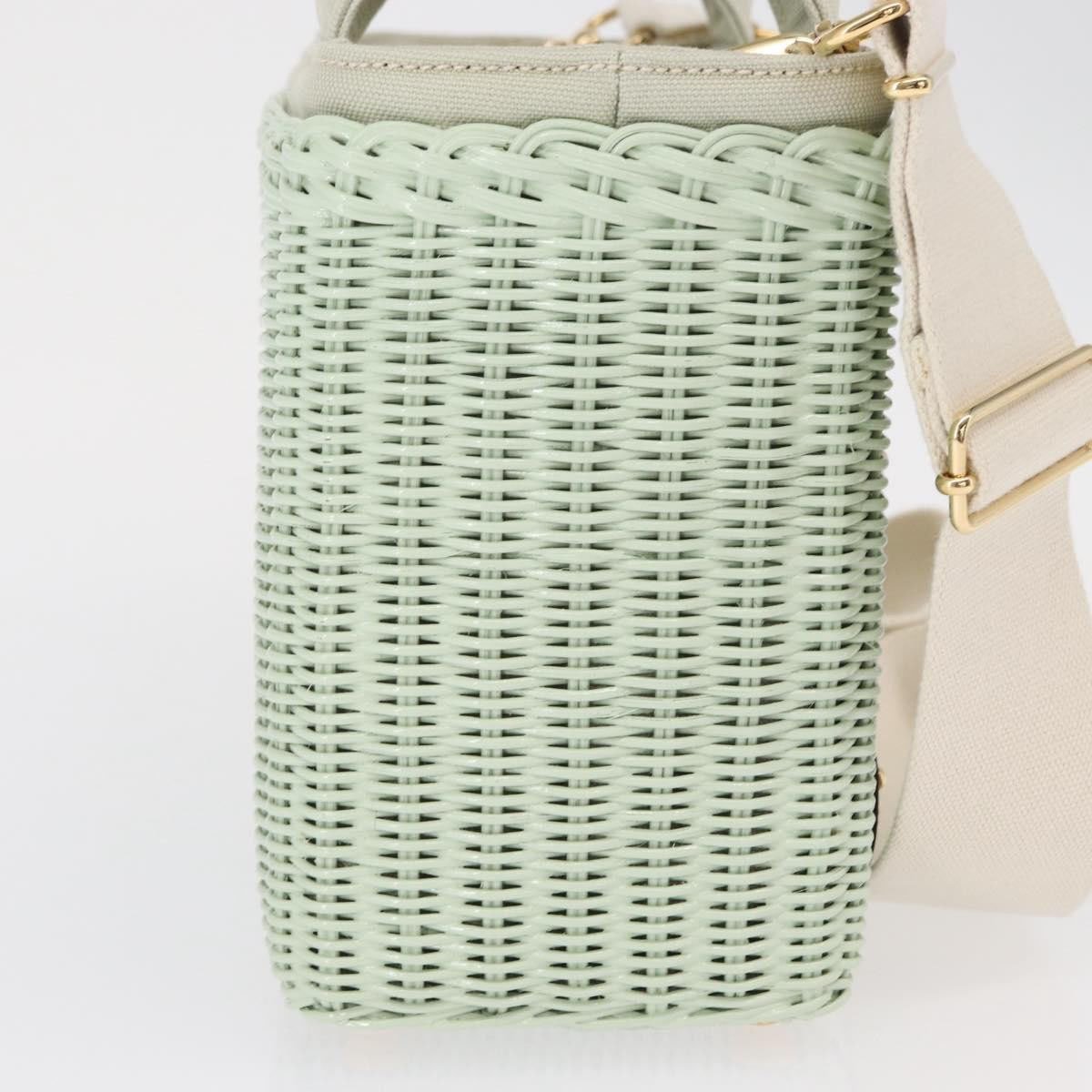 Prada Prada Comic Basket Bag Wicker with Applique Small Groen