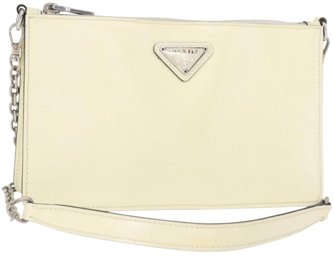 Prada Prada Chain Crossbody Bag Vernice Saffiano Leather Small Wit