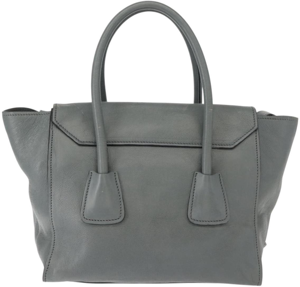 Prada Prada Twin Pocket Lock Flap Tote Glace Calf Small Grijs