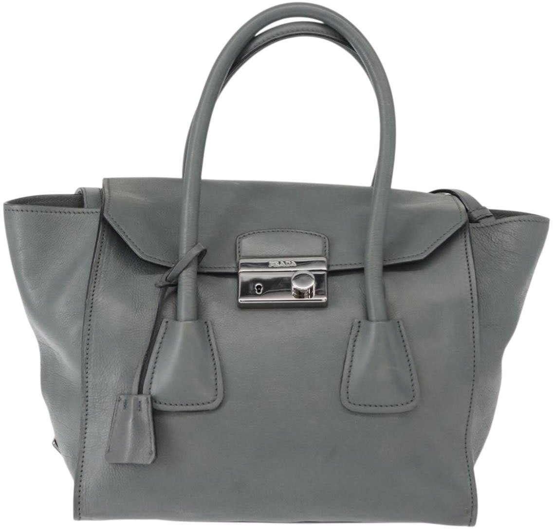 Prada Prada Twin Pocket Lock Flap Tote Glace Calf Small Grijs