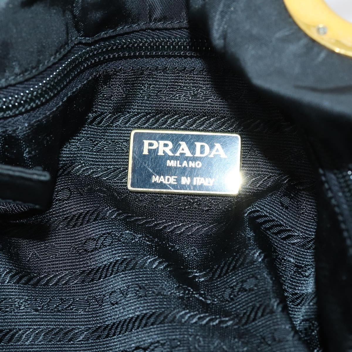 Prada Prada Convertible Metal Handle Satchel Quilted Tessuto Zwart