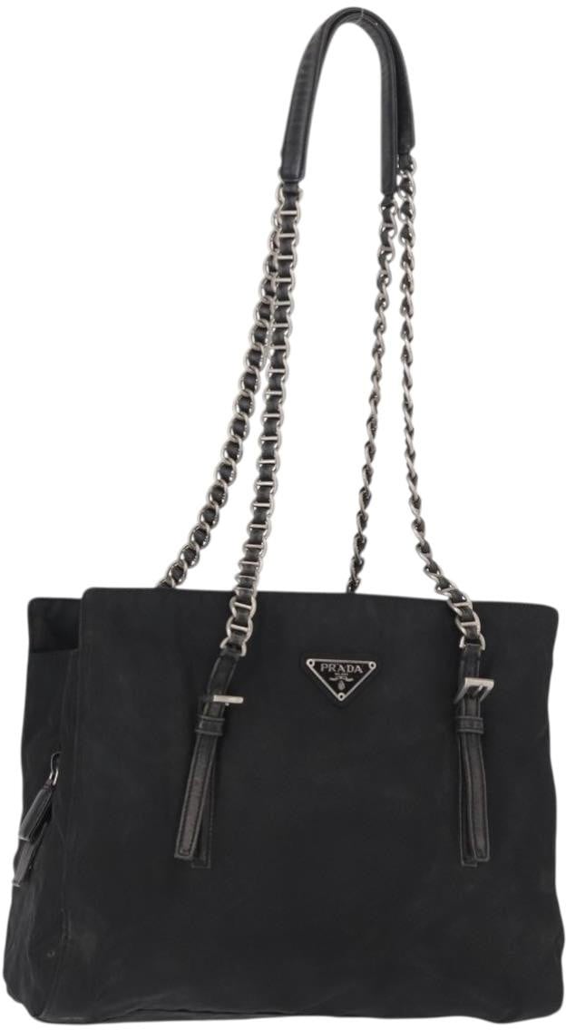 Prada Prada Vintage Chain Shoulder Bag Tessuto Zwart